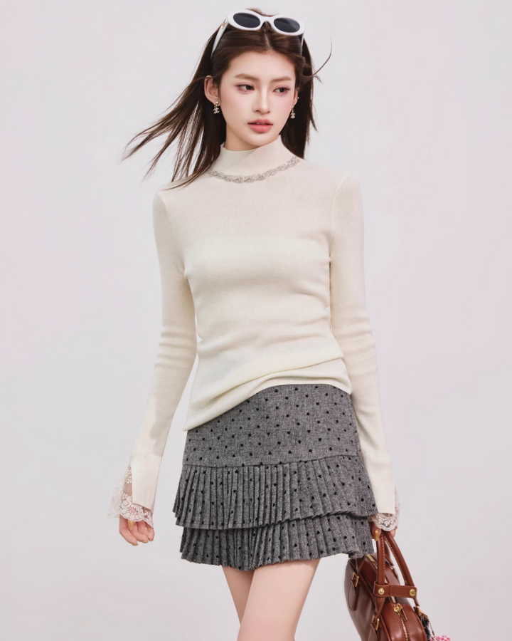 ガーリードットリボンプリーツスカート　Mc 688