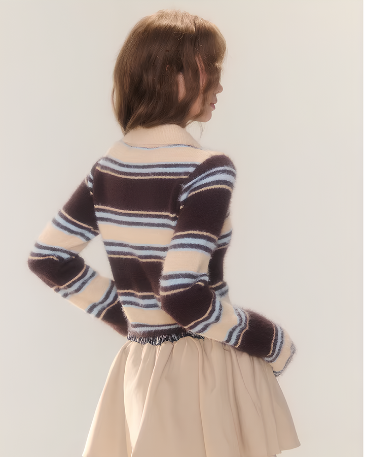 エンブレムボーダー ポロニットトップス Mc 744