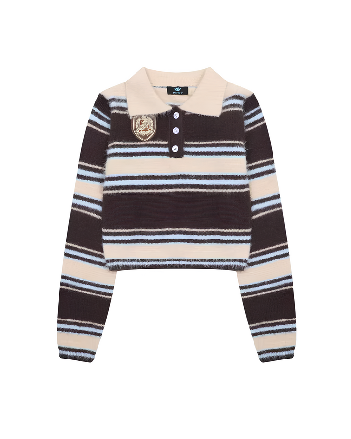 エンブレムボーダー ポロニットトップス Mc 744