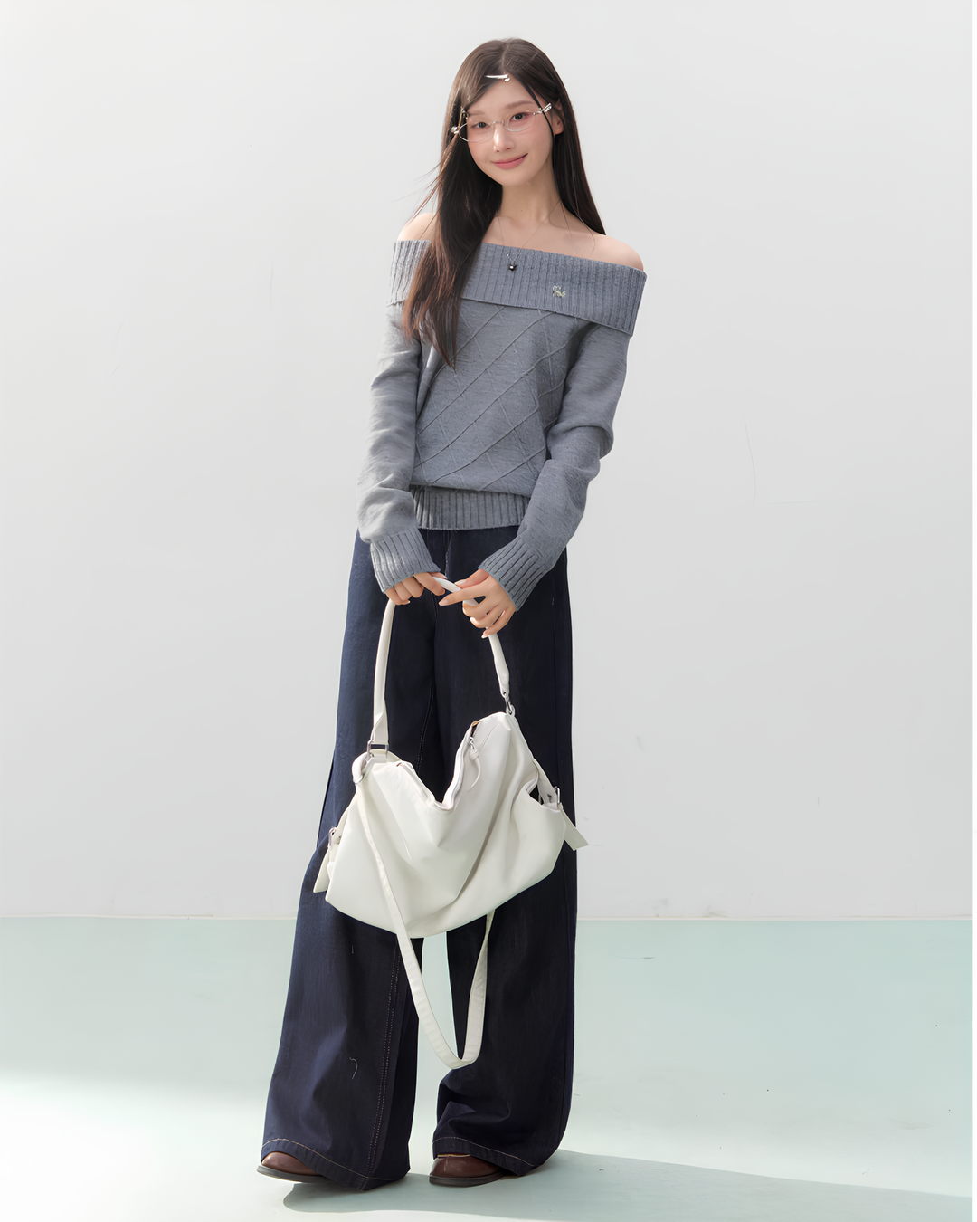 オフショルダーダイヤニットトップス Mc 752