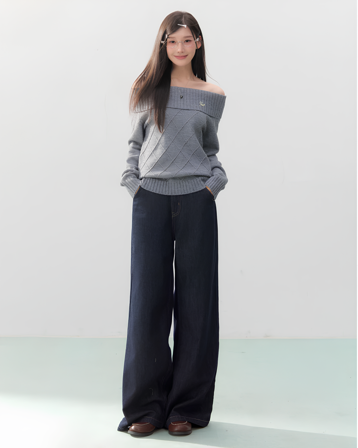 オフショルダーダイヤニットトップス Mc 752