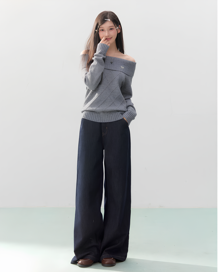 オフショルダーダイヤニットトップス Mc 752