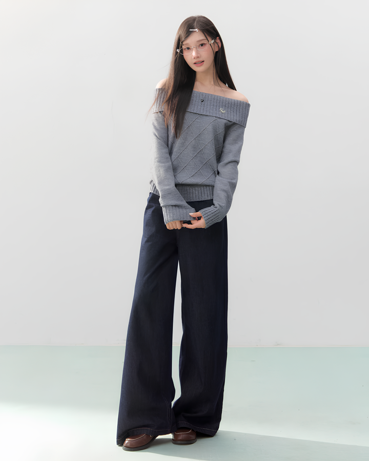 オフショルダーダイヤニットトップス Mc 752