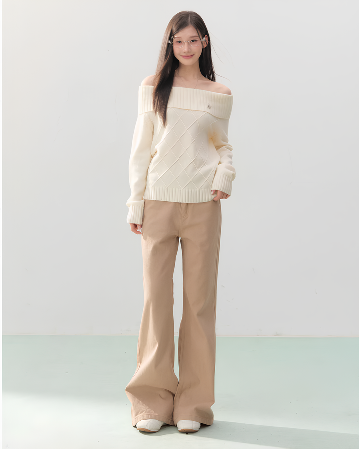 オフショルダーダイヤニットトップス Mc 752