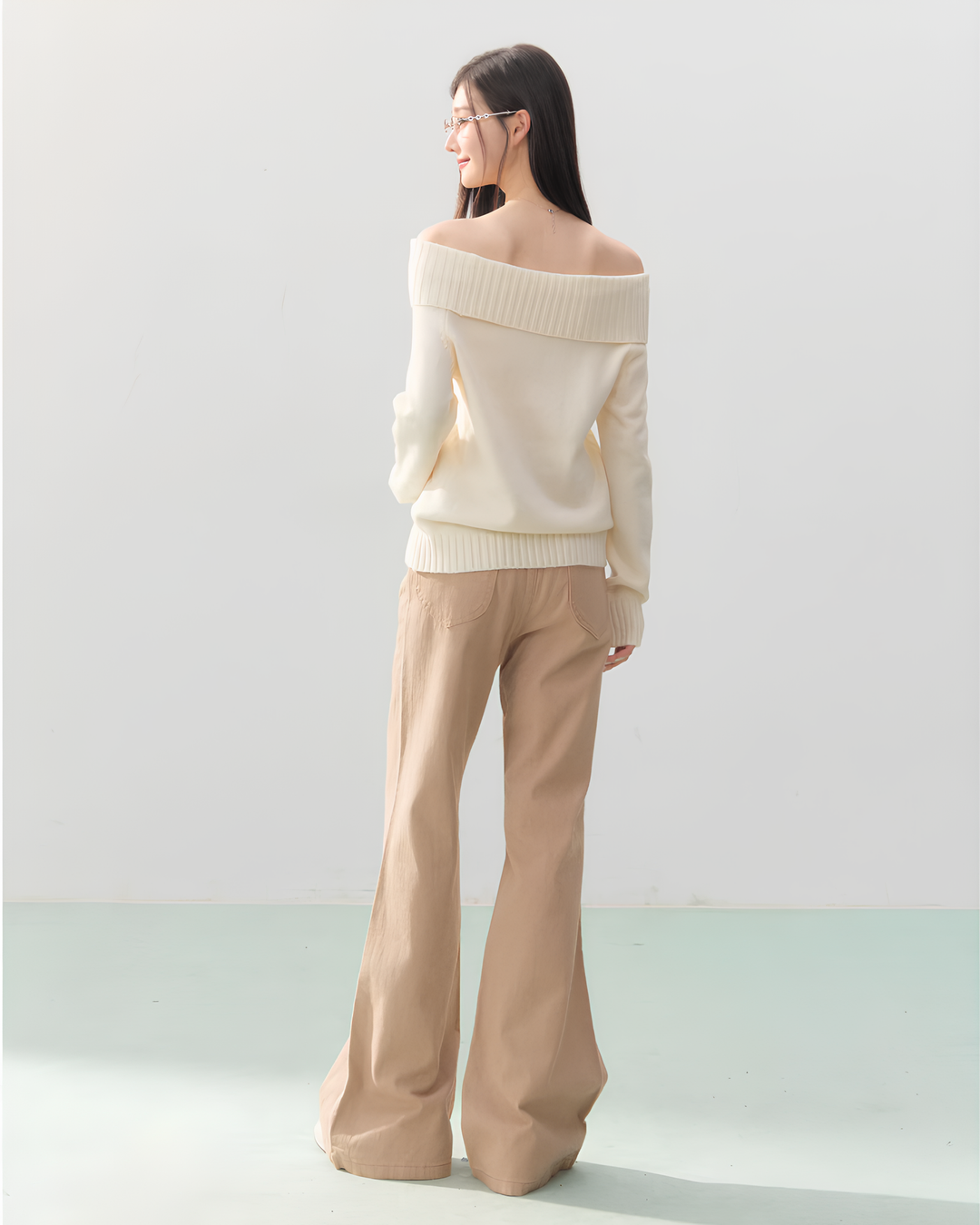 オフショルダーダイヤニットトップス Mc 752