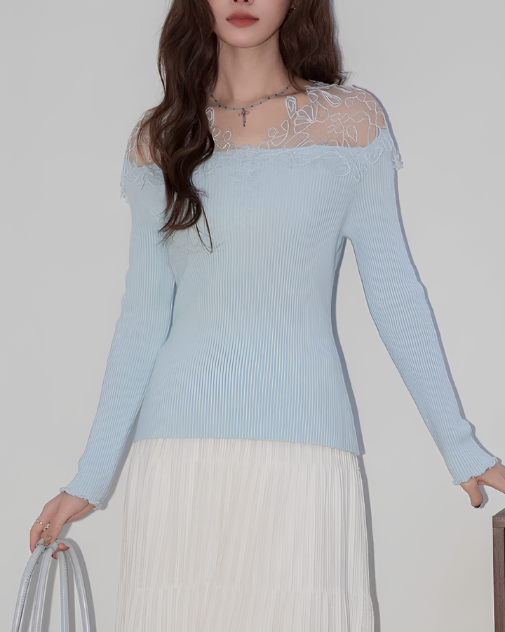 オフショルレースニットトップス Mc 766