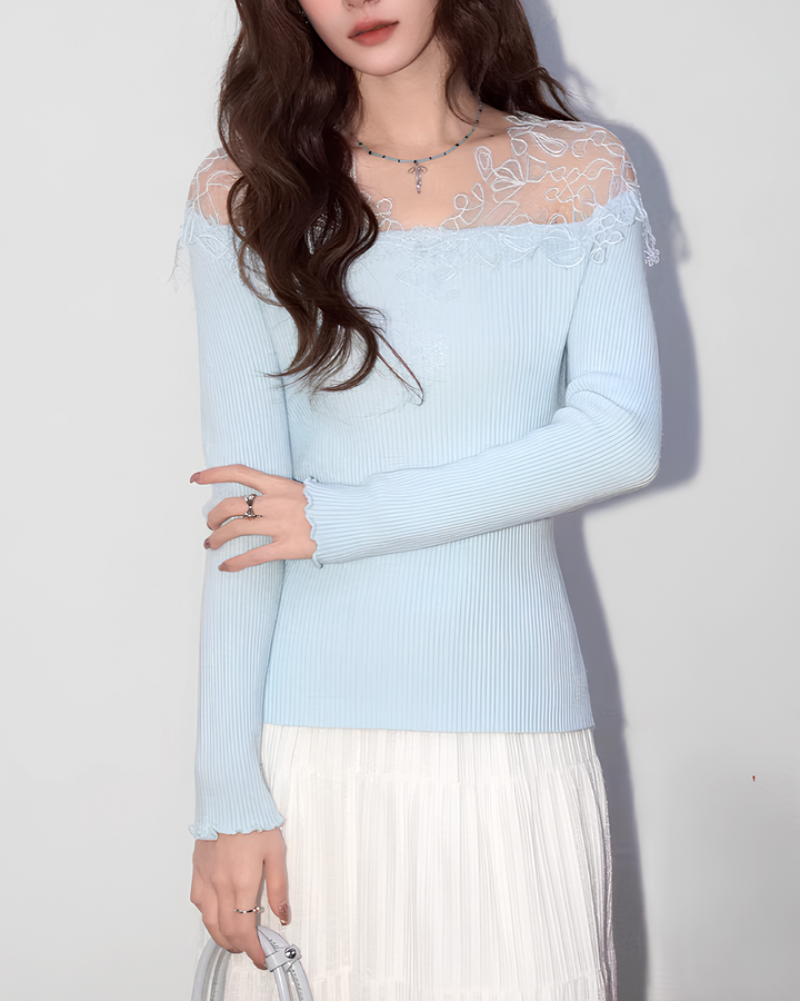 オフショルレースニットトップス Mc 766