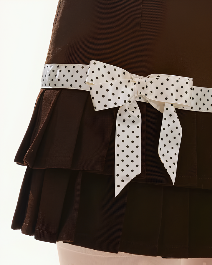 ショコラドットリボンプリーツミニスカートMc 769