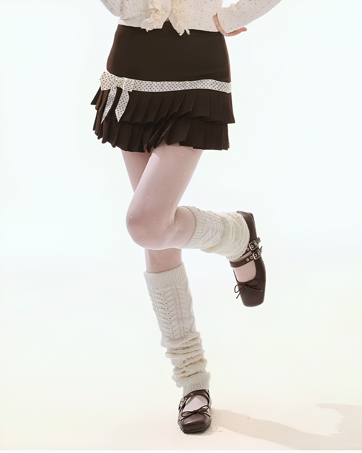 ショコラドットリボンプリーツミニスカートMc 769