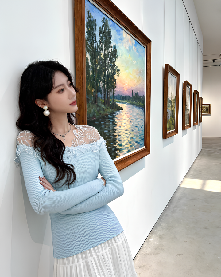 オフショルレースニットトップス Mc 766