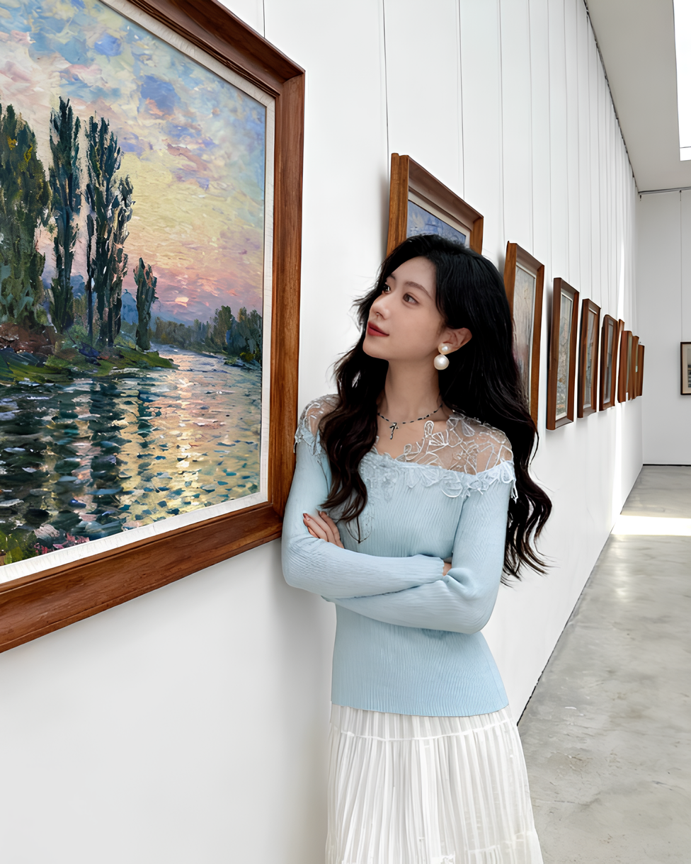 オフショルレースニットトップス Mc 766