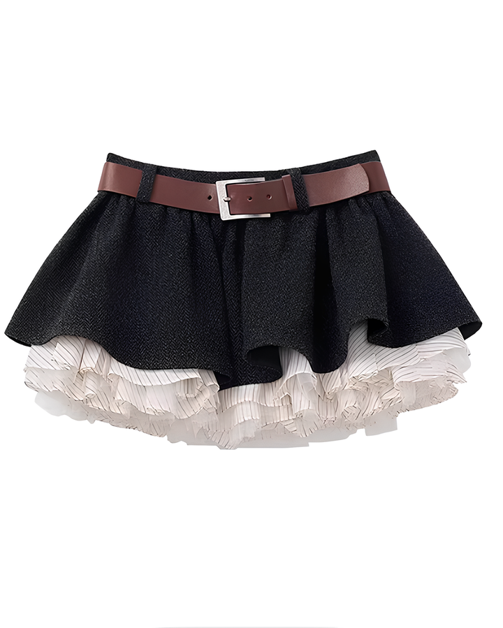 ベルト付きチュールレイヤードミニスカート Mc 768