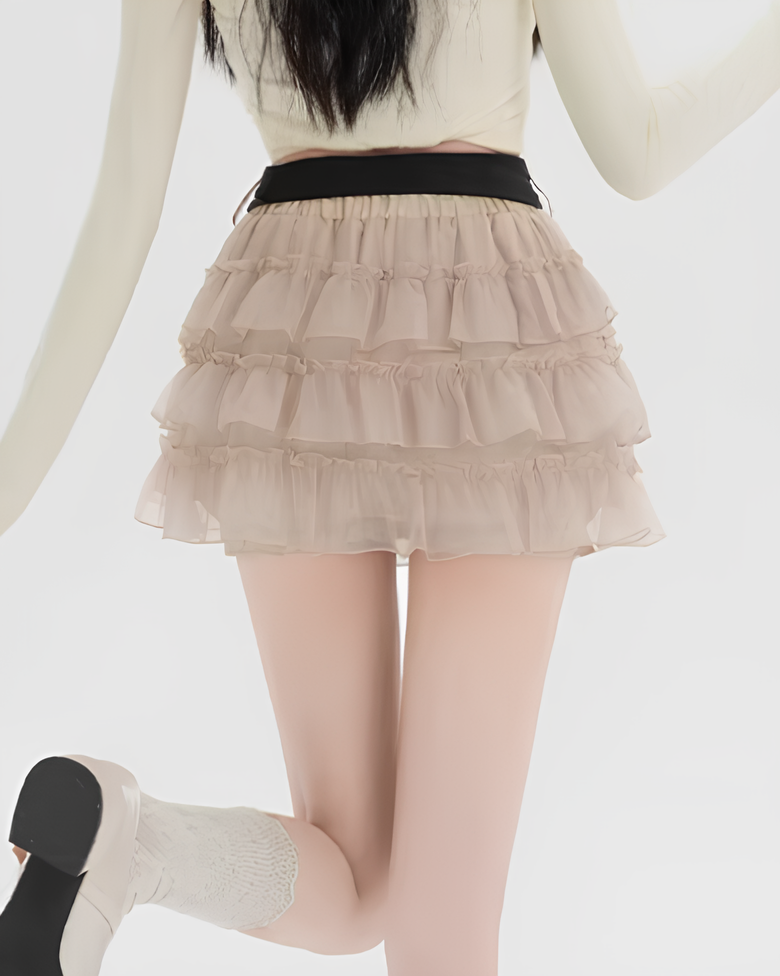 リボンティアードフリルミニスカート Mc 781