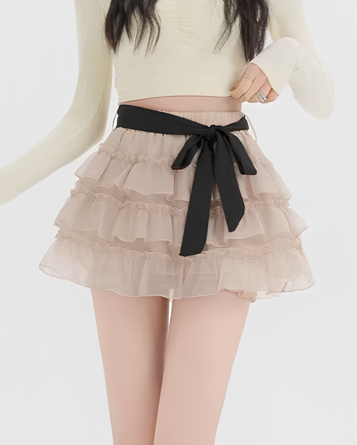 リボンティアードフリルミニスカート Mc 781