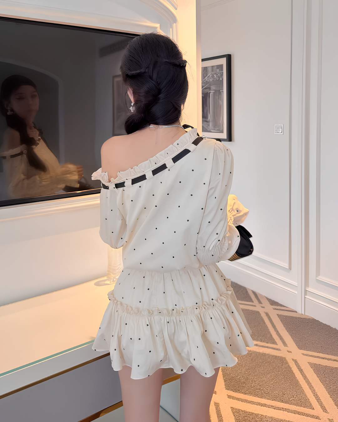 ドットリボンワンショルダーセットアップ Mc 786