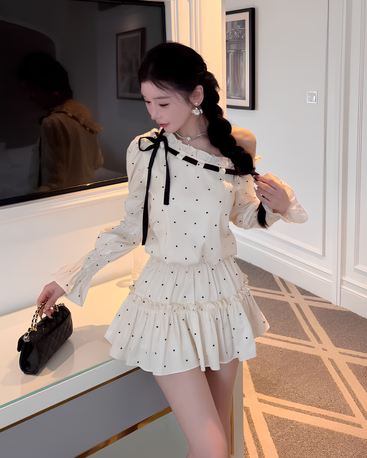 ドットリボンワンショルダーセットアップ Mc 786