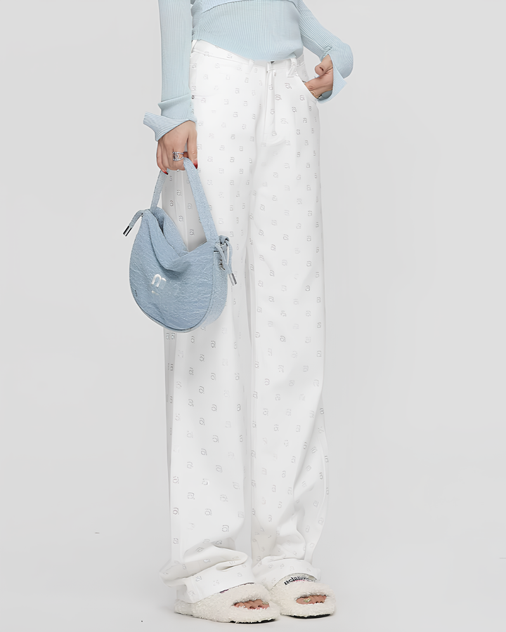 ラインストーンホワイトワイドパンツ Mc 800