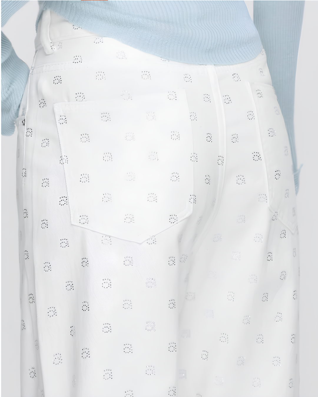 ラインストーンホワイトワイドパンツ Mc 800