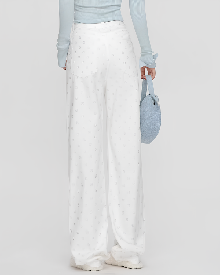ラインストーンホワイトワイドパンツ Mc 800