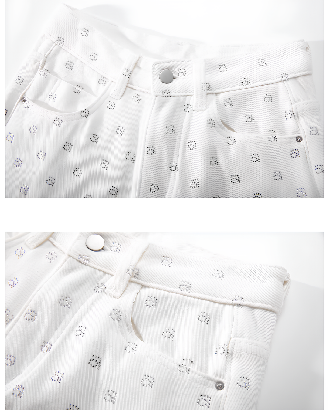 ラインストーンホワイトワイドパンツ Mc 800