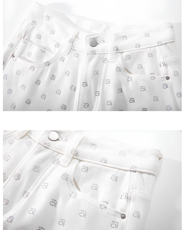 ラインストーンホワイトワイドパンツ Mc 800