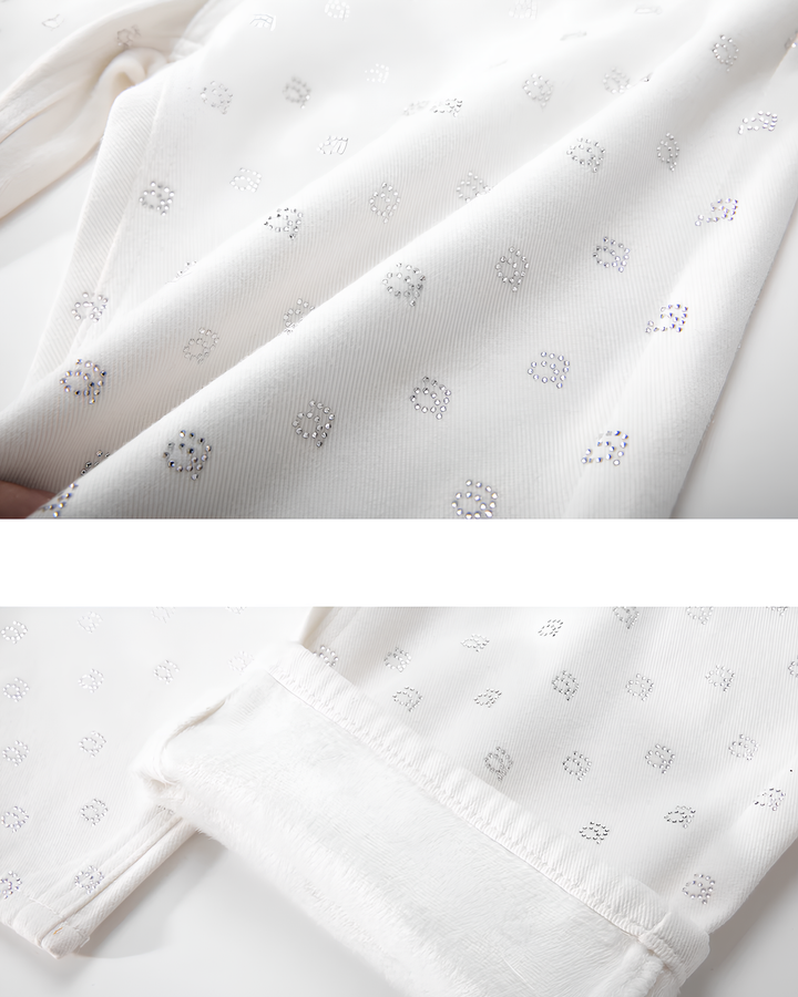 ラインストーンホワイトワイドパンツ Mc 800