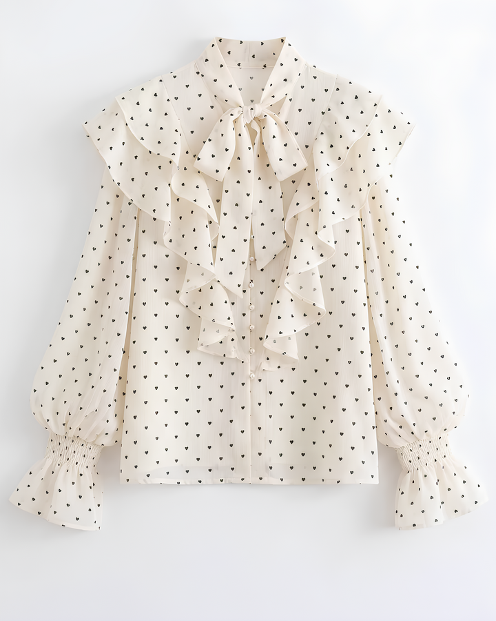 ハートドットリボンフリルブラウス Mc 806