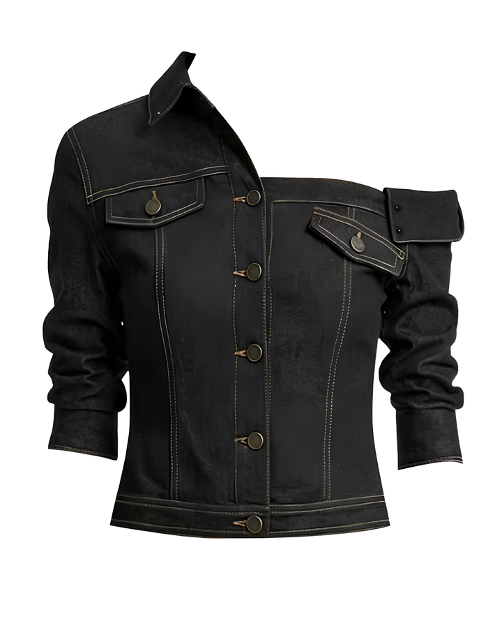 アシメショルダーガーリーデニムジャケット Mc 807