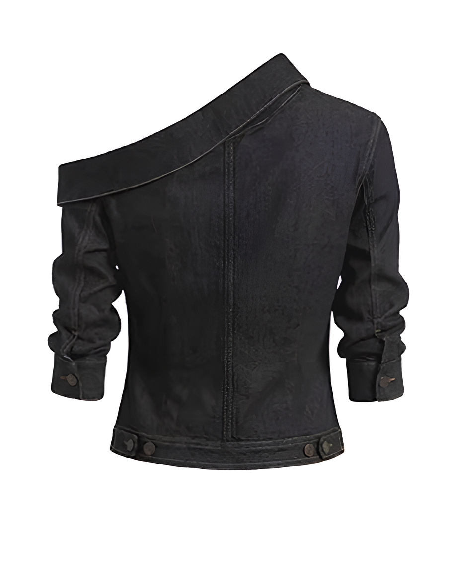 アシメショルダーガーリーデニムジャケット Mc 807