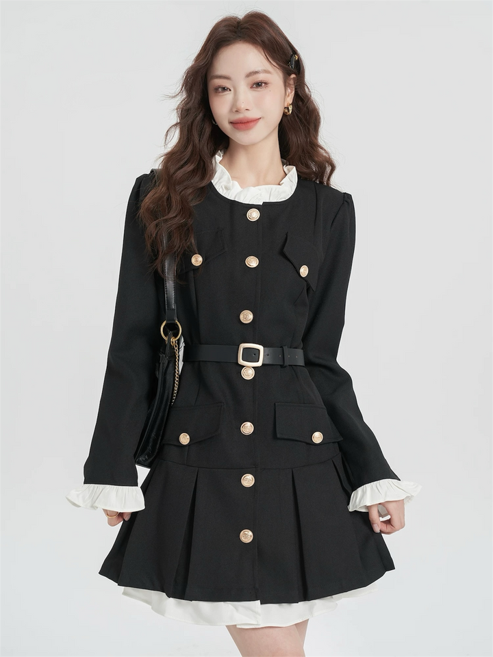 ベルト付きクラシカルミリタリースタイルワンピース Mc 532