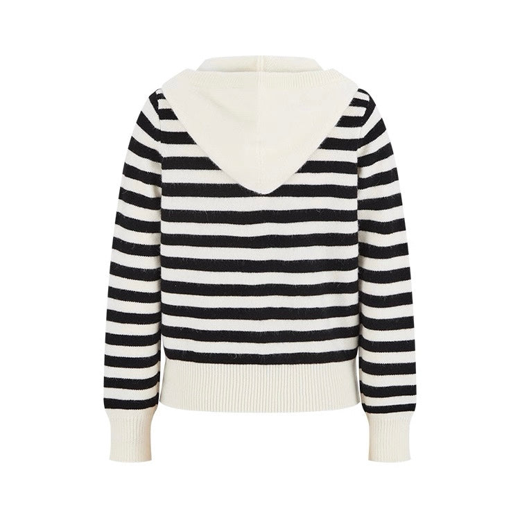 ボーダーカラーニットフーディ Mc 564