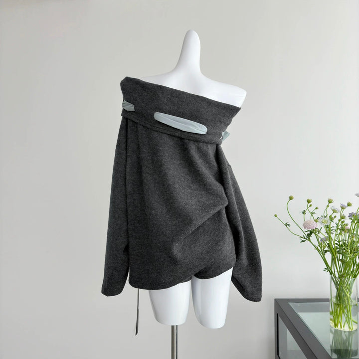 BIGリボンオフショルニットワンピース Mc 552