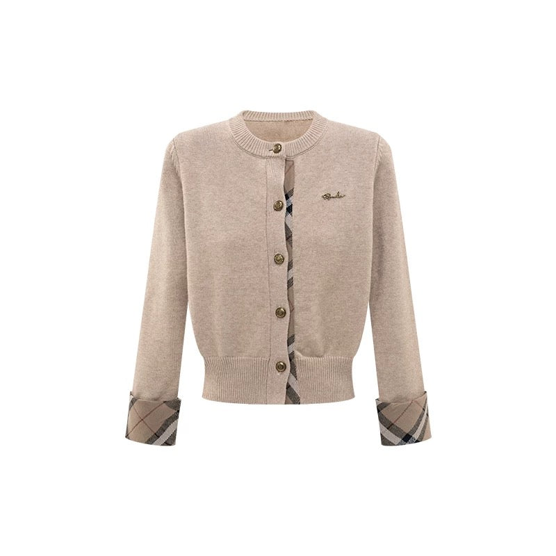 チェックラインニットカーディガン Mc 595