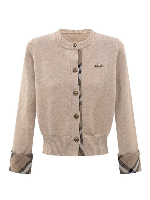 チェックラインニットカーディガン Mc 595