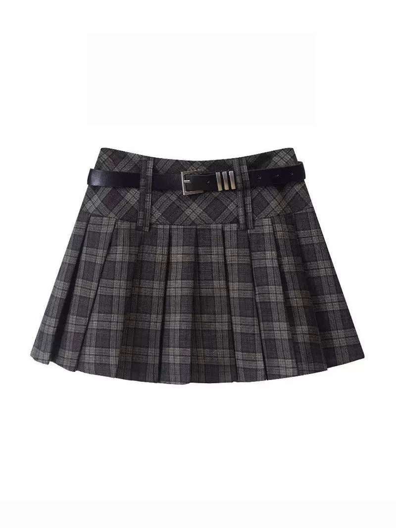 ベルト付きクラシックプリーツミニスカート Mc 551