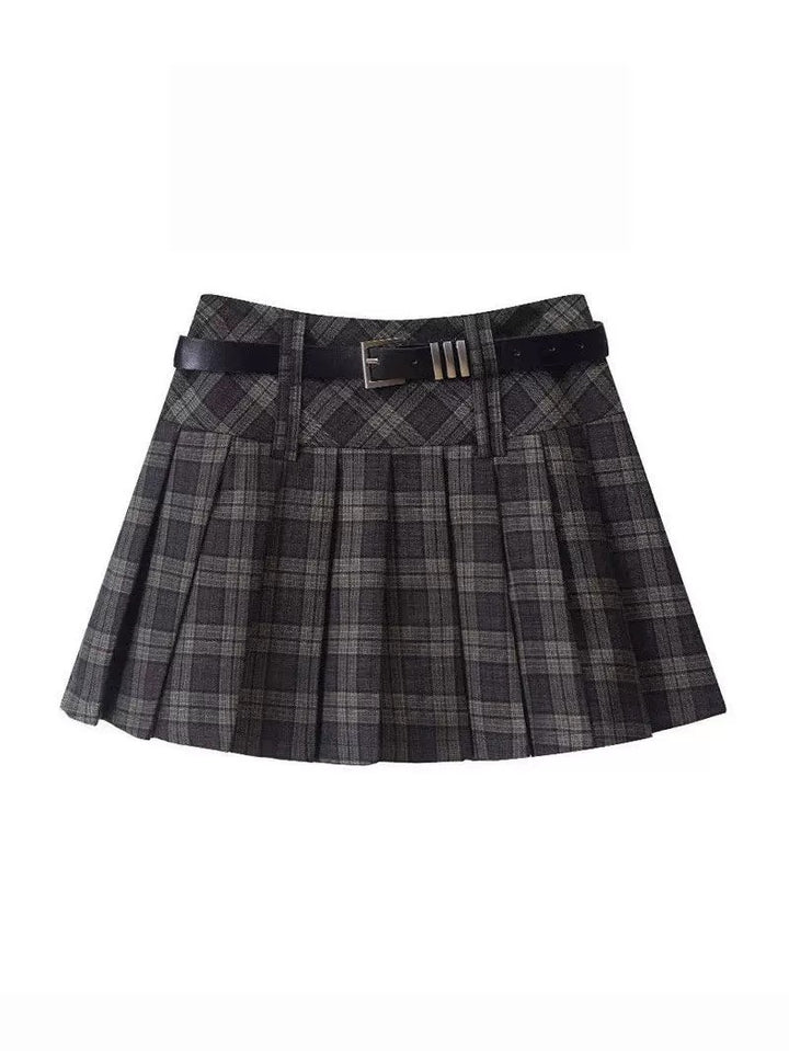 ベルト付きクラシックプリーツミニスカート Mc 551