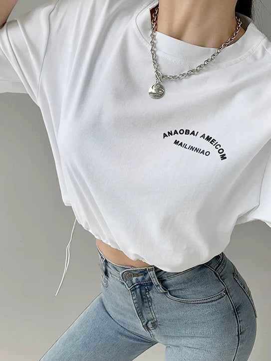 ロゴドロストショート丈Tシャツ　Mc 410