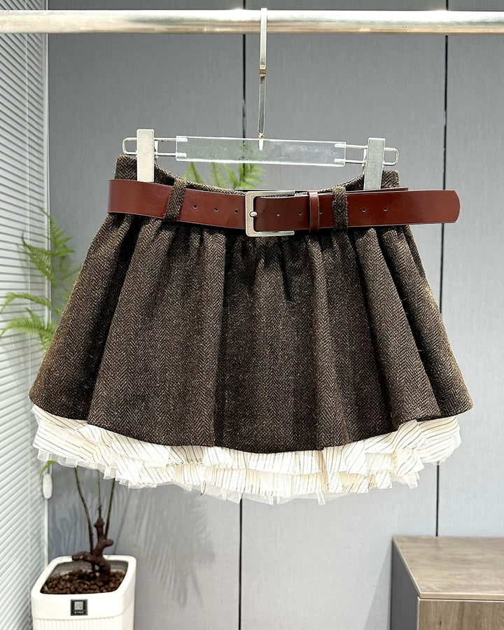 ベルト付きチュールレイヤードミニスカート Mc 768