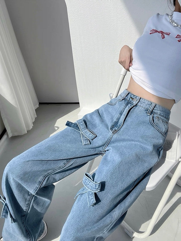 ランダムリボンデザインデニムパンツ Mc 455
