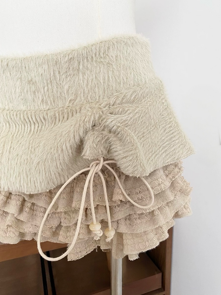 【"予約販売"】シャギーフリルドロストミニスカート Mc702