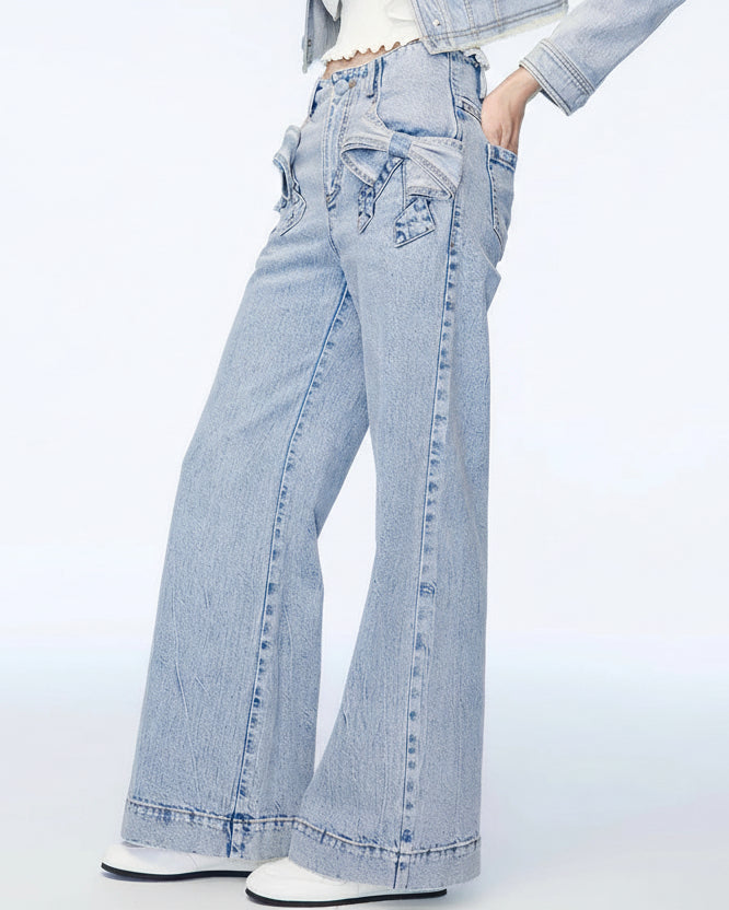 ダブルリボンデニムワイドパンツ　Mc 680