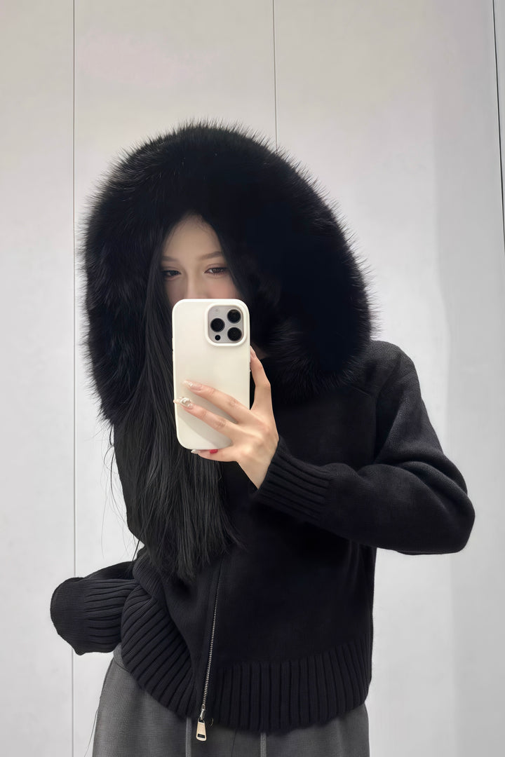 ファーフーディーニットパーカー Mc 278