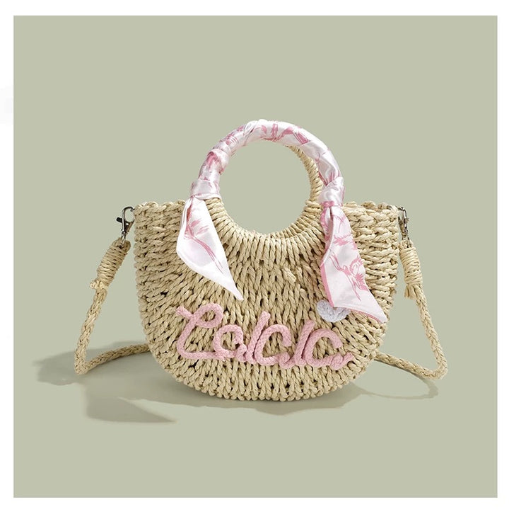 スカーフ付き2Wayサークル刺繍かごバッグ Mc 477