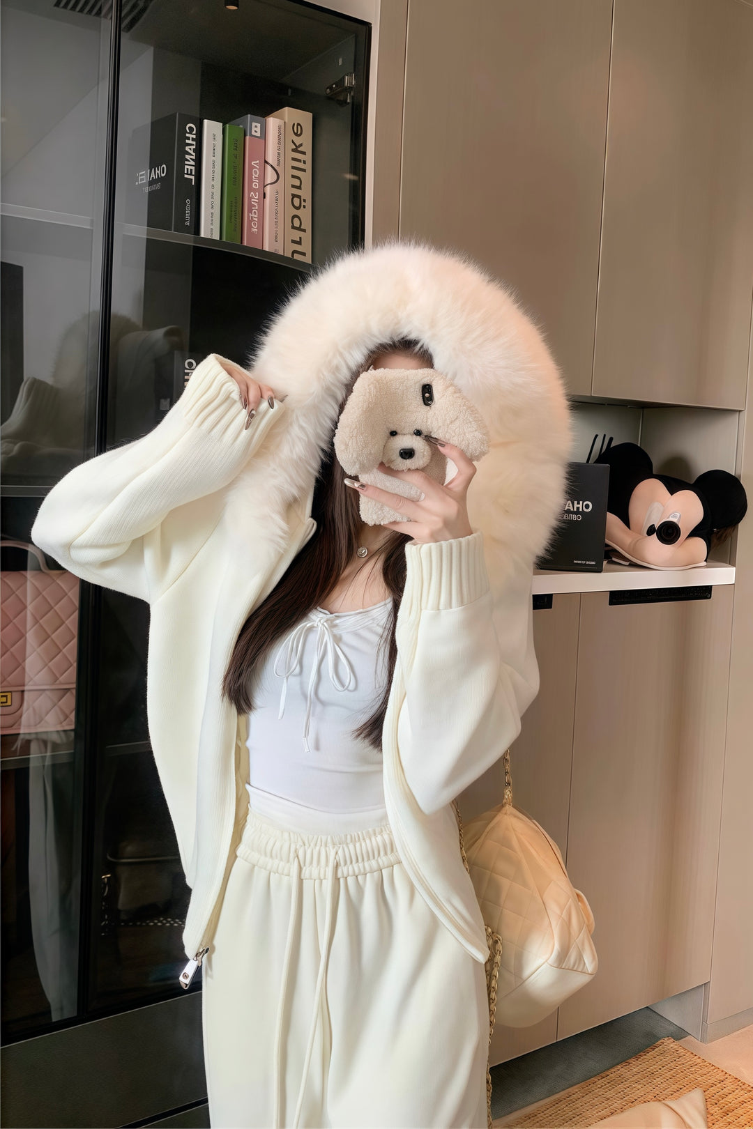 ファーフーディーニットパーカー Mc 278