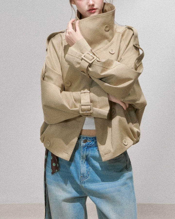 スタンドネックショートトレンチブルゾン Mc 764