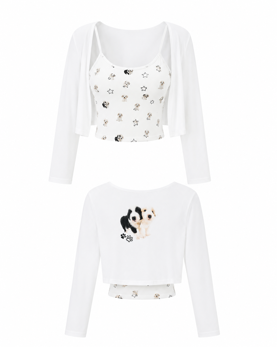 Puppy Print キャミカーデSET Mc 933