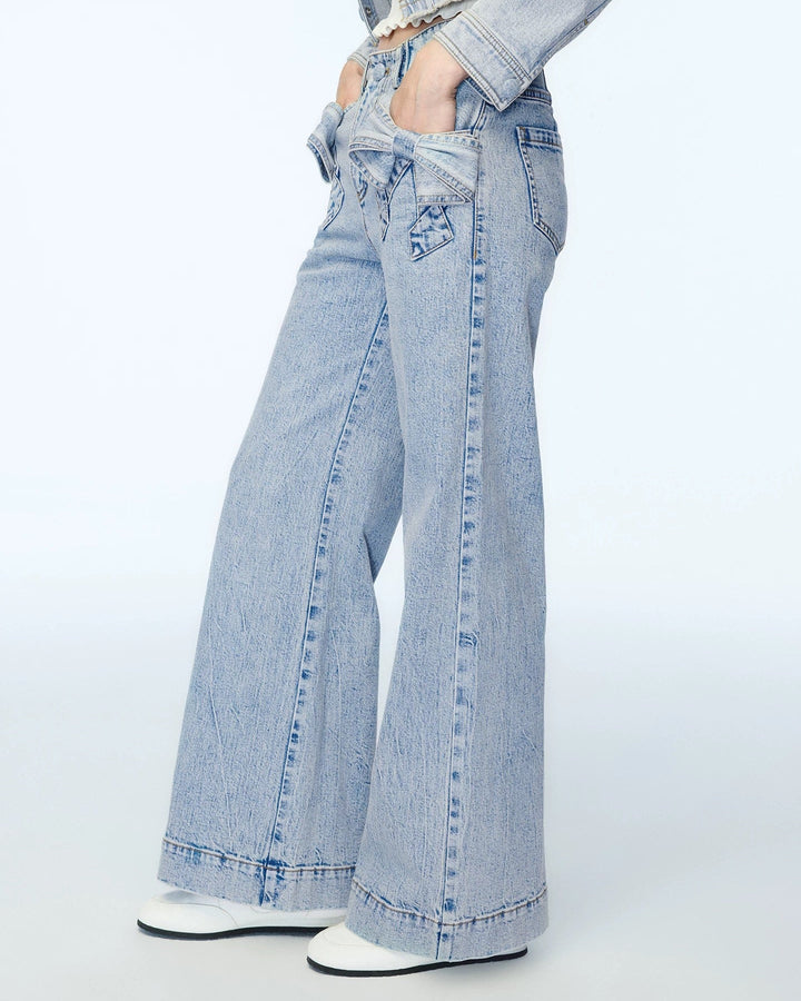 ダブルリボンデニムワイドパンツ　Mc 680