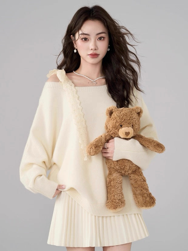 レースリボンショルダーニット Mc 569