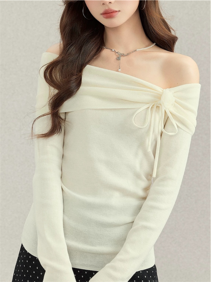 フラワーコサージュオフショルニット Mc 549