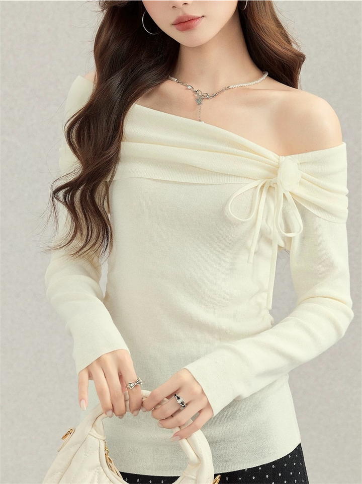 フラワーコサージュオフショルニット Mc 549